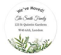 50 We've Moved Personalized Return Address Labels - Custom Text, Moving Announcement, Business/Product Stickers 40mm - Rd 402 (003 Tree)