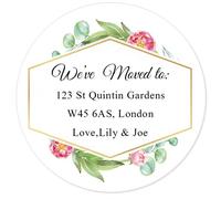 50 We've Moved Personalized Return Address Labels, Custom Text, Moving Announcement, Business/Product Stickers 40mm - Rd 402 (001 Rose)
