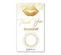 50 White Gold Lips Blank Gift Certificate Scratch Off Cards Vouchers, for Small Business, Spa Beauty Makeup Hair Salon Restaurant, Christmas Birthday Holiday, Wedding Bridal Baby Shower Favors Games
