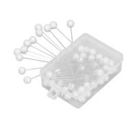 50 White Pearl Head Pins, Sewing Fixing Pins for Wedding Dress Stainless Steel Long with Extra Thickness Easy to Handle Even Multiple Layers(8 X 60mm