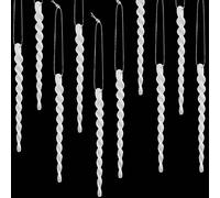 50 White Plastic Icicles - Twisted Christmas Tree Icicle Hanging Decorations for Winter Holiday Xmas Party Wedding (5.9 Inch)