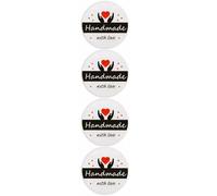 50 White Round Handmade Stickers Kraft Paper Bakery Bags Boxes Stickers Packaging Labels Self Adhesive Labels for Small Business Owners Online Shops Retail Stores (Handmade with Love (A))