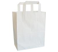 50 White"Small" SOS Takeaway Paper Carrier Bags 180x220x76mm - Choose Your Size and Quantity