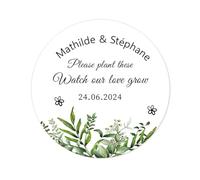 50 Wild Flower Seeds Stickers Personalised Wedding Favour Lables Birthday Party Garden Flower Seeds Bag Decoration Seals 'Watch Love Grow' - Rd 751 (01 Nature Green)
