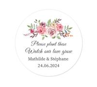 50 Wild Flower Seeds Stickers Personalised Wedding Favour Lables Birthday Party Garden Flower Seeds Bag Decoration Seals 'Watch Love Grow' - Rd 751 (03 Bouquet)