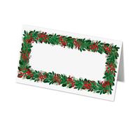 50 Wreath Name Place Cards - 8cm by 4cm Place Name Cards for Table Setting, Christmas, Parties, & Wedding Decoration (Pack of 50)