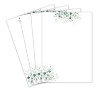 50 writing paper DIN A4 - natural paper in cream with eucalyptus branches - 120 g/m² - 21.0 x 29.7 cm writing paper printable for writing on yourself - ideal for invitations to weddings and birthdays