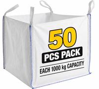 50 x 1 Tonne FIBC Builders Bags White Jumbo Dumpy Bags 85x85x85cm | Heavy Duty, with Lifting Loops, Garden & Construction, Bulk Bag Storage, Sand & Aggregate