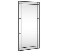 vidaXL Wall-mounted Black Iron Mirror: Sleek 50x100 cm Rectangular Mirror with Powder-coated Frame for Bedroom, Living Room and Bathroom Décor
