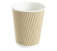 50 X 12oz / 360ml Kraft triple walled disposable paper ripple cups by Halma