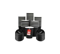 50 x 12oz Black Ripple Paper Coffee Cups Triple Wall Insulated Disposable Hot Drinks Cups with Lids Durable 3-Ply Takeaway Coffee Cups for Café, Restaurant Office & Home Use