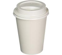 50 x 12oz White Paper Single Walled Coffee Cups & White SIP LIDS