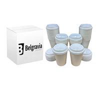 50 x 12oz White Single Wall Paper Cup with White Sipper lids