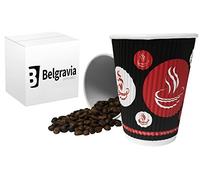 50 x 16oz Belgravia RED & Black Triple Ripple Paper Wall Tea Coffee Cappuccino Hot Drinks Cup