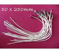 50 x 250mm Long Pre Waxed Wicks For Candle Making with Sustainers