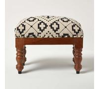 Reva Black Geometric Footstool, 50 x 30 x 40 cm Homescapes Black One Size