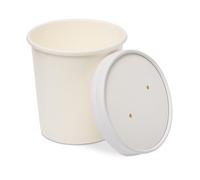 50 x 32oz / 900ml White Kraft Disposable Soup Containers with Lids | Heavy Duty Eco-Friendly, Microwave & Freezer Safe | Paper Soup Bowls for Hot & Cold Foods Ideal for Takeaway, Ice Cream & Deli Use