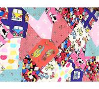 50 x 4" / 10cm x 10cm 100% Cotton Fabric Patchwork Squares Children's Unisex Charm Pack - PLUS FREE 1 MTR GROSGRAIN RIBBON By Simply Sew Crafty