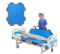 50" x 40" Positioning Bed Pad with Handles Washable Draw Sheets for Hospital Bed Ridden Patient Clothes Waterproof Glide Sheets for Patients Moving Pad for Lifting &Transfer Sheet Nylon, Light Blue