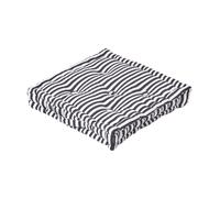 HOMESCAPES - Pin Stripe Black - 100% Cotton - Large Floor Cushion - Black and White - 50 x 50 x 10 cm Square - Indoor - Garden - Dining Chair Booster - Seat Pad Cushion.