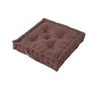 HOMESCAPES Luxury Floor Cushion Plain 100% Cotton Chocolate Brown 50 x 50 x 10cm, Booster Cushion Seat Chair Pad Dining Thick & Plush Garden Floor Pillow for Kids Elderly Pets Indoor Outdoor Use