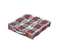 Cotton Macduff Tartan Floor Cushion Homescapes Red 50cm x 50cm
