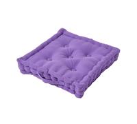 HOMESCAPES Luxury Floor Cushion Plain 100% Cotton Purple 50 x 50 x 10cm, Booster Cushion Seat Chair Pad Dining Thick & Plush Garden Floor Pillow for Kids Elderly Pets Indoor Outdoor Use