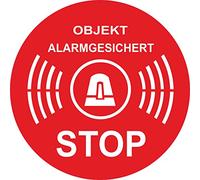 50 x 50 mm Rund Secured By Alarm Sticker Object Diameter 50 mm Red