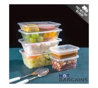 (50 X 500ml) 50 X Food Containers with Lids Takeaway Reusable BPA-free Microwave & Freezer Safe, Sizes: 500, 650, 750, 1000ml