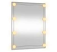 vidaXL Wall Mirror With LED Lights 50x60 cm Glass Rectangle, Silver