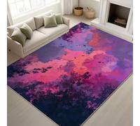 50 x 80 cm Purple Machine Washable Rugs Birds Sky Dawn Area Rug Vibrant Illustration Non-Slip Hope Diversity Short Pile rugs for Adult Office