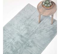 Homescapes Cotton Tufted Rug Union Jack Plain Embossed Mat in Silver | Size: 50 cm x 80 cm Homescapes Silver 50 cm x 80 cm