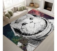 50 x 80 cm - White Fluffy Area Rugs Astronaut Cat Earth Space Suit Rugs Surreal Futuristic Non Shedding Sci-fi Fantasy Animal Easy Clean Rug for Kids Room Teen Room Sci-Fi Theme Room
