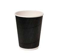 50 x 8oz Black Ripple Takeaway Coffee Cups - Disposable Insulated Paper Cups for Hot Drinks - No Lids - Perfect for Takeaways, Coffee, and Tea