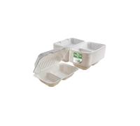 50 x 9 x 6-2 Compartment Bagasse Burger Boxes 240x155x75mm with Secure Hinged Lid - Strong Disposable Takeaway Food Containers - Ideal for Burgers, Meals, and Catering Use - Pack of 50-900ml