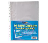 50 x A4 Extra Large Capacity Plastic Wallets Punched Glass Clear Pockets