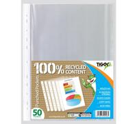 50 x A4 Glass Clear Plastic Wallets Strong Poly Punched Pocket Document Files