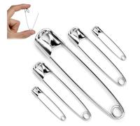 50 x Assorted Safety Pins - Small, Medium & Large Nickel-Plated Fasteners for Sewing, Nappies, Haberdashery, Fabric Repairs, Clothes & Crafts