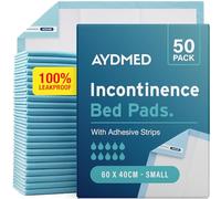 50 x AYDMED Incontinence Bed Pads 60 x 40cm | Adhesive Strips | Small Disposable Incontinence Pads | Maximum Absorbency Incontinence Bed Sheets For Adults, Children & Babies | 500ml Capacity