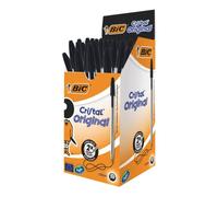 50 x BiC Cristal Original 1.0mm Medium Ball Point Black Pens + Free 24hDel