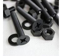 50 x Black Nylon Countersunk Plastic Machine Screws, M6 x 40mm, Plastic Bolts, Nuts & Washers