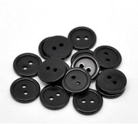 50 x Black Round Ridge 15mm Resin Buttons with 2 Sewing Holes. for Clothes Kniting and General Arts and Crafts (Black, 15mm)