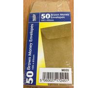 50 x Brown Money Envelopes Pocket Size 100 x 65mm Ref M055 for