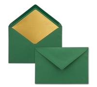 50 x C5 Envelopes - Dark Green - Lined with Golden Tissue Paper - 110 g/m² - 22.3 x 15.5 cm - Wet Adhesive