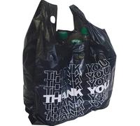 50 x Carrier Bags Black Shirt Carrier Bag Plastic Bag Thank You 54 x 28 + 12 cm, 24 my, 15 L, Bag for Shop Kiosk