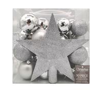 50 x Christmas Tree Baubles Decoration Silver - Various Sizes by Christmas Inspiration