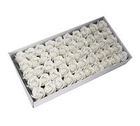 50 x Craft Soap Rose Flower heads 5 x 6.5cm ~ Drop in the bath and dissolve to soap (White)