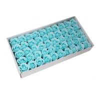 50 x Craft Soap Rose Flowers 5 x 6.5cm ~ Drop in the bath and dissolve to soap (Baby Blue)