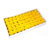 50 x Craft Soap Rose Flowers 5 x 6.5cm ~ Drop in the bath and dissolve to soap (Yellow)