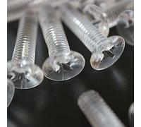 50 x Crosshead Countersunk Screws with Nuts & Washers, Transparent Clear Acrylic Plastic, M5x20mm
